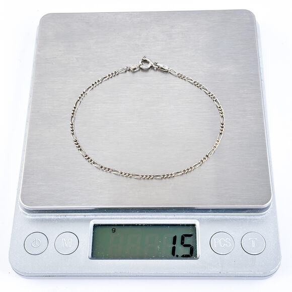 Vintage Italy Sterling Silver 925 1.8mm Figaro Chain Bracelet 7.25" - Picture 5 of 5